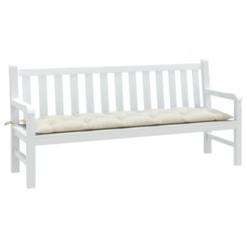 Възглавница за градинска пейка меланж кремава 180x50x7 см плат