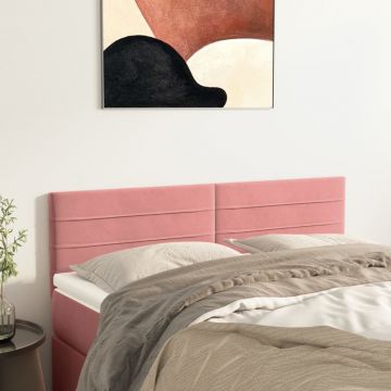Горни табли за легло Pheobe, 2 бр, розова , 72x5x78/88 см, кадифе