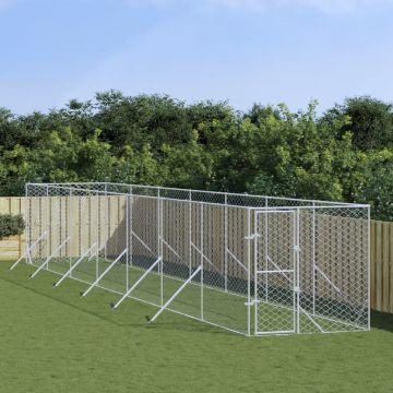 Външна клетка за куче сребриста 2x14x2 м поцинкована стомана