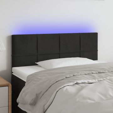 LED горна табла за легло, черна, 80x5x78/88 см, кадифе