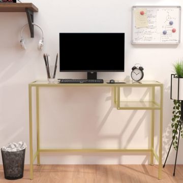 Компютърно бюро Bea, прозрачно, 100x36x74 см, закалено стъкло
