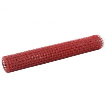 Кокошкарска мрежа Landon, стомана с PVC покритие, 10x1 м, червена