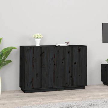 Сайдборд, черен, 120x35x80 см, бор масив