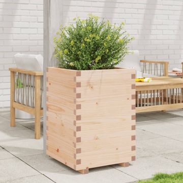 Градинска кашпа 50x50x72,5 см масивна борова дървесина