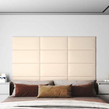 Стенни панели Kaelan, 12 бр, кремави, 60x30 см, кадифе, 2,16 м²
