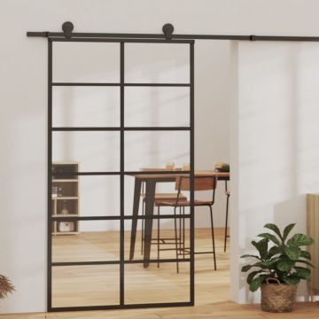 Плъзгаща се врата с механизъм ESG стъкло и алуминий 102x205 см Jones