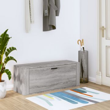 Шкаф за обувки, сив сонома, 100x35x38 см, инженерно дърво