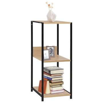Малка етажерка за книги, черно и дъб, 33,5x39,6x79,7 см, ПДЧ