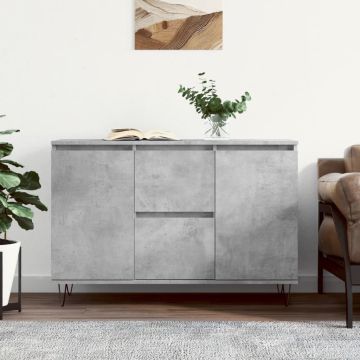 Сайдборд, бетонно сив, 101,5x35x70 см, инженерно дърво