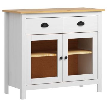 Страничен шкаф Hill Range Healy, бял, 90x40x80 см, боров масив