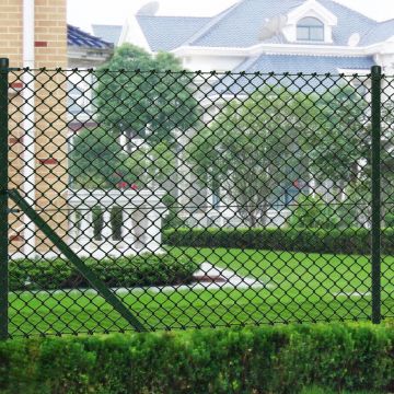 Оградна мрежа с колове поцинкована стомана 15x1 м сребриста