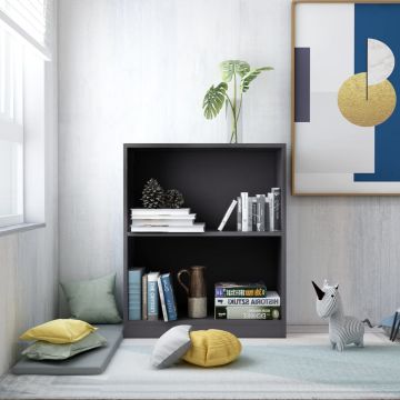 Етажерка за книги, сива, 60x24x76 см, инженерно дърво