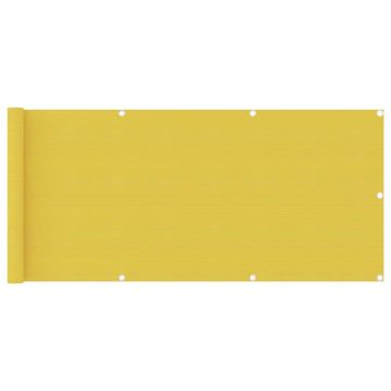 Балконски параван, жълт, 75x400 см, HDPE