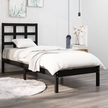 Рамка за легло черна дърво масив 75x190 см 2FT6 Small Single Perez