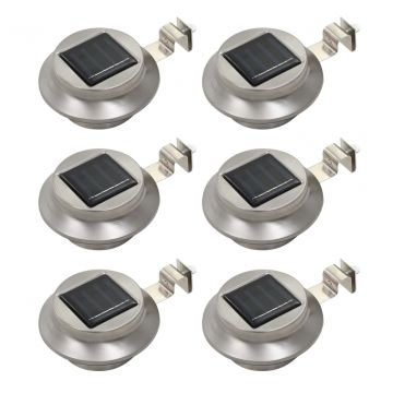 Градински соларни лампи, 6 бр, LED, кръгли, 12 см, бели