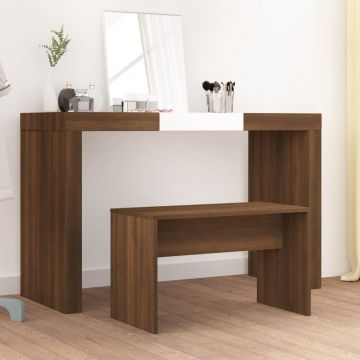 Табуретка за тоалетка, Кафяв дъб, 70x35x45 см, инженерно дърво