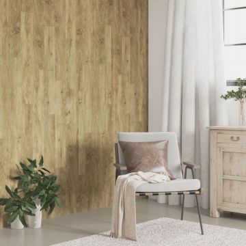 Стенни панели, с вид на дърво, кафяви, PVC, 4,12 м²