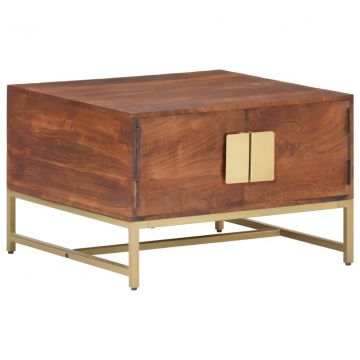 Маса за кафе, меденокафява, 67x67x45 см, акациево дърво масив