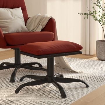 Табуретка виненочервена 60x60x36 см текстил и изкуствена кожа Samad