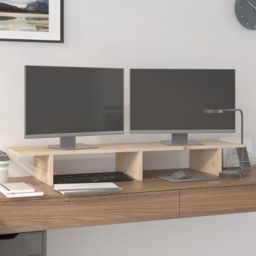Поставка за монитор, 100x27x15 см, бор масив