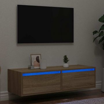 ТВ шкаф с LED осветление, дъб сонома, 100X35,5x25 см