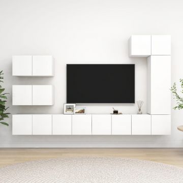 Комплект ТВ шкафове от 8 части Lamb, бял, инженерно дърво