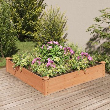 Градинска повдигната леха с вложка кафяв 120x120x25см ела масив