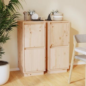Сайдборди Coffey, 2 бр, 31,5x34x75 см, бор масив