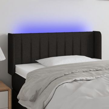 LED горна табла за легло, черна, 83x16x78/88 см, плат