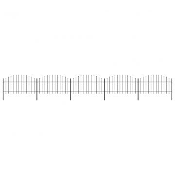Градинска ограда с пики, стомана, (1-1,25)x8,5 м, черна
