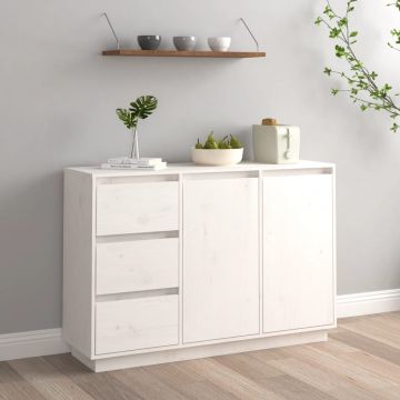 Сайдборд Lilian, бял, 111x34x75 см, бор масив
