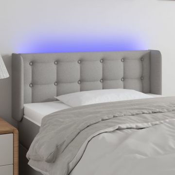 LED горна табла за легло, светлосива, 103x16x78/88 см, плат
