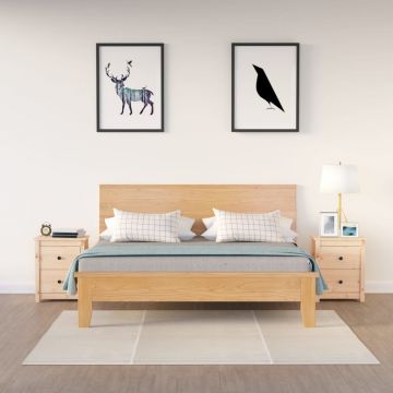 Нощни шкафчета, 2 бр, 50x35x61,5 см, борово дърво масив