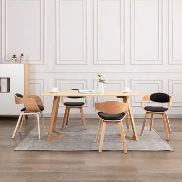 Трапезни столове Rebeca, 4 бр, извито дърво и изкуствена кожа