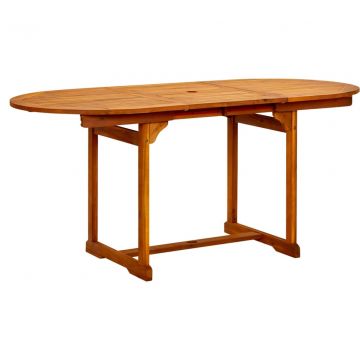 Градинска трапезна маса (120-170)x80x75 cм акациево дърво масив Zakir