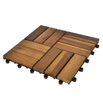 Декинг плочки, акациево дърво, 30 x 30 см - 30 броя