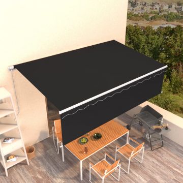Ръчно прибиращ се сенник с щори Brielle, 5x3 м, антрацит