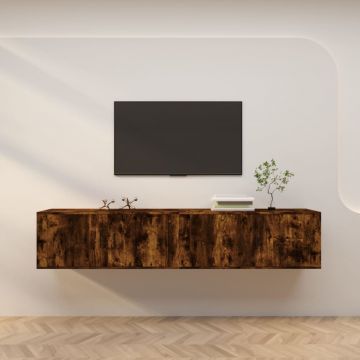 ТВ шкафове със стенен монтаж, 2 бр, опушен дъб, 100x34,5x40 см