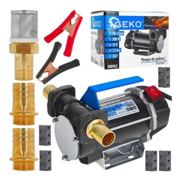 Електрическа самозасмукваща помпа за дизел Geko G00962, 3/4", 12 V, 300 W, 50 л/мин