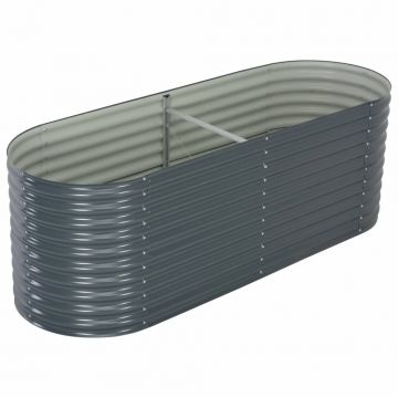 Градинска висока леха 240x80x81 см поцинкована стомана сива