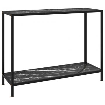 Конзолна маса Rowley, черна, 100x35x75 cм, закалено стъкло