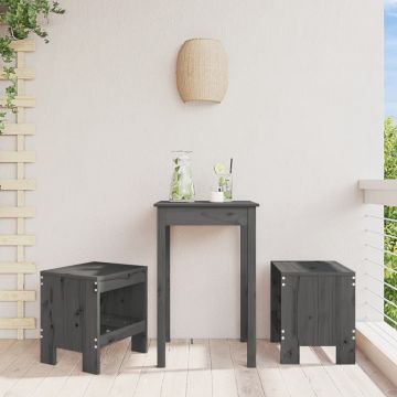 Градински табуретки 2 бр сиви 40x36x45 см борово дърво масив