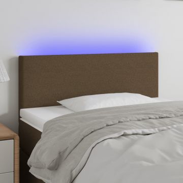 LED горна табла за легло, тъмнокафява, 90x5x78/88 см, плат