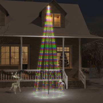 Коледна елха на флагщок, цветно, 732 LED, 500 см