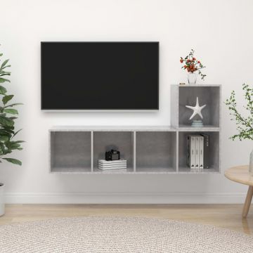 Комплект ТВ шкафове от 2 части Sheppard, бетонно сив, ПДЧ