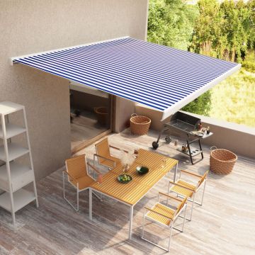 Автоматична касетъчна тента Connelly, 500x300 см, синьо и бяло