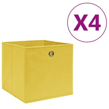 Кутии за съхранение 4 бр нетъкан текстил 28x28x28 см жълти