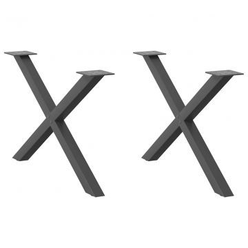 Крака за холна маса X-образна 2бр антрацит 70x(42-43)см стомана