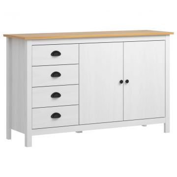 Страничен шкаф Hill Range Plummer, бял, 130x40x80 см, боров масив
