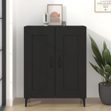 812142  Сайдборд, черен, 69,5x34x90 см, инженерно дърво